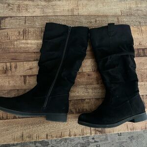 Suede Knee High Boots with Zipper